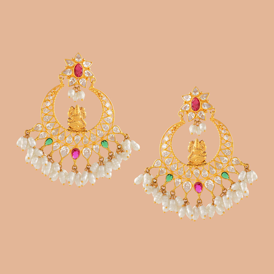 Captivating  Gold Pearl Chandbali Tops - Krishna Jewellers Pearls and Gems