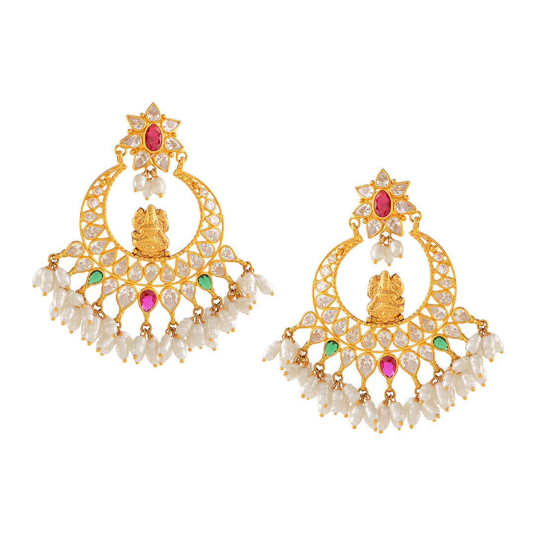 Captivating  Gold Pearl Chandbali Tops - Krishna Jewellers Pearls and Gems