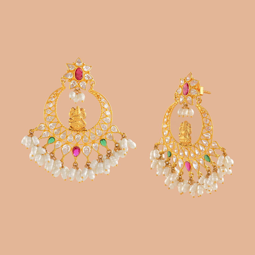 Captivating  Gold Pearl Chandbali Tops - Krishna Jewellers Pearls and Gems