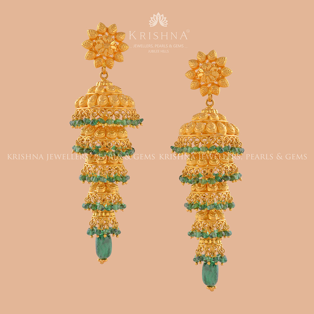 Multi Jhumka Gold Pearl Tops - Krishna Jewellers Pearls and Gems