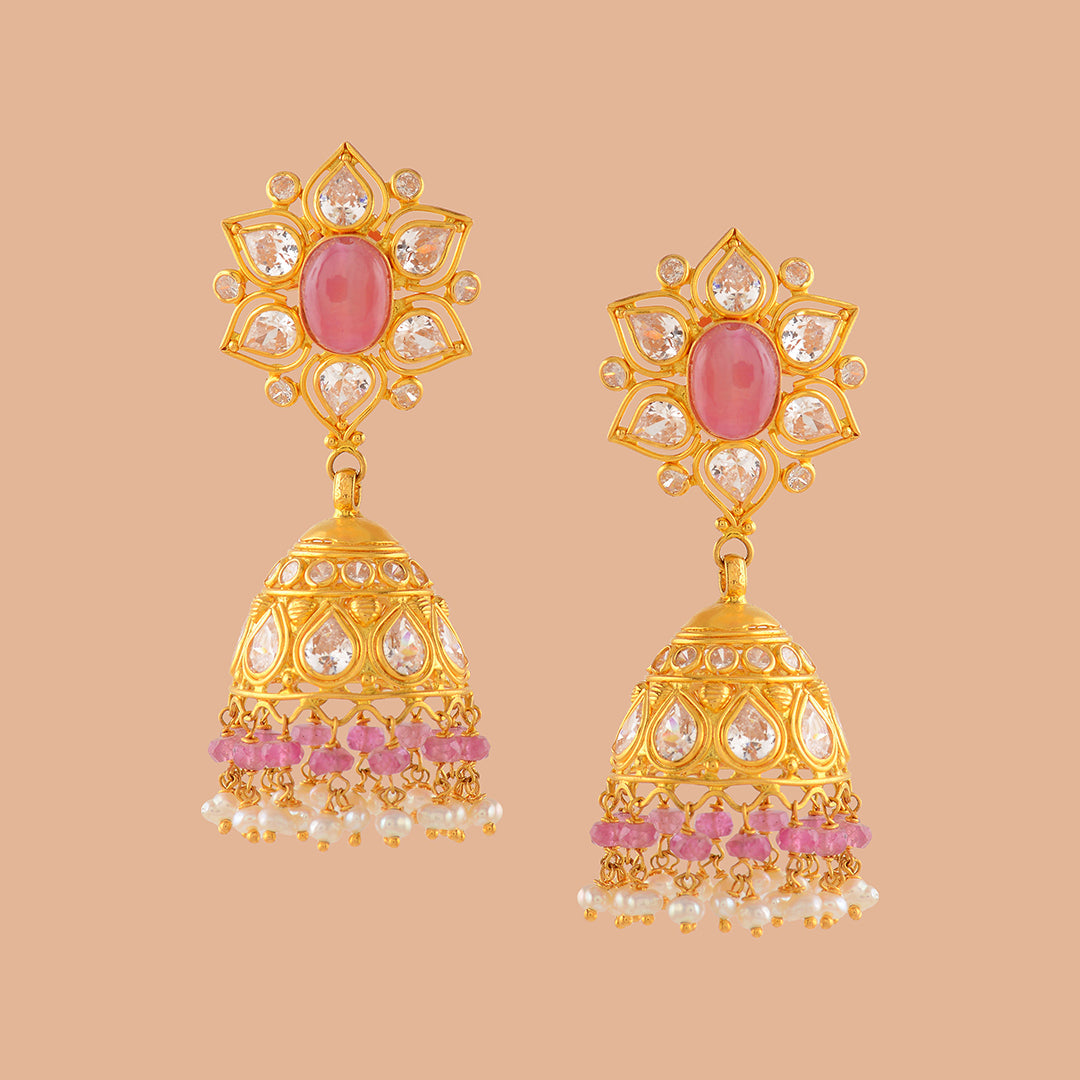 Gold Pearl Jhumka Earrings | JGPT4107 - Krishna Jewellers Pearls and Gems