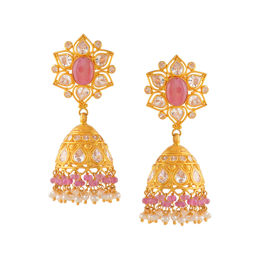 Gold Pearl Jhumka Earrings | JGPT4107 - Krishna Jewellers Pearls and Gems