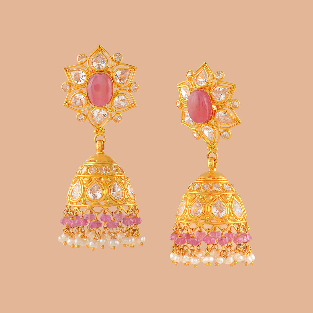 Gold Pearl Jhumka Earrings | JGPT4107 - Krishna Jewellers Pearls and Gems