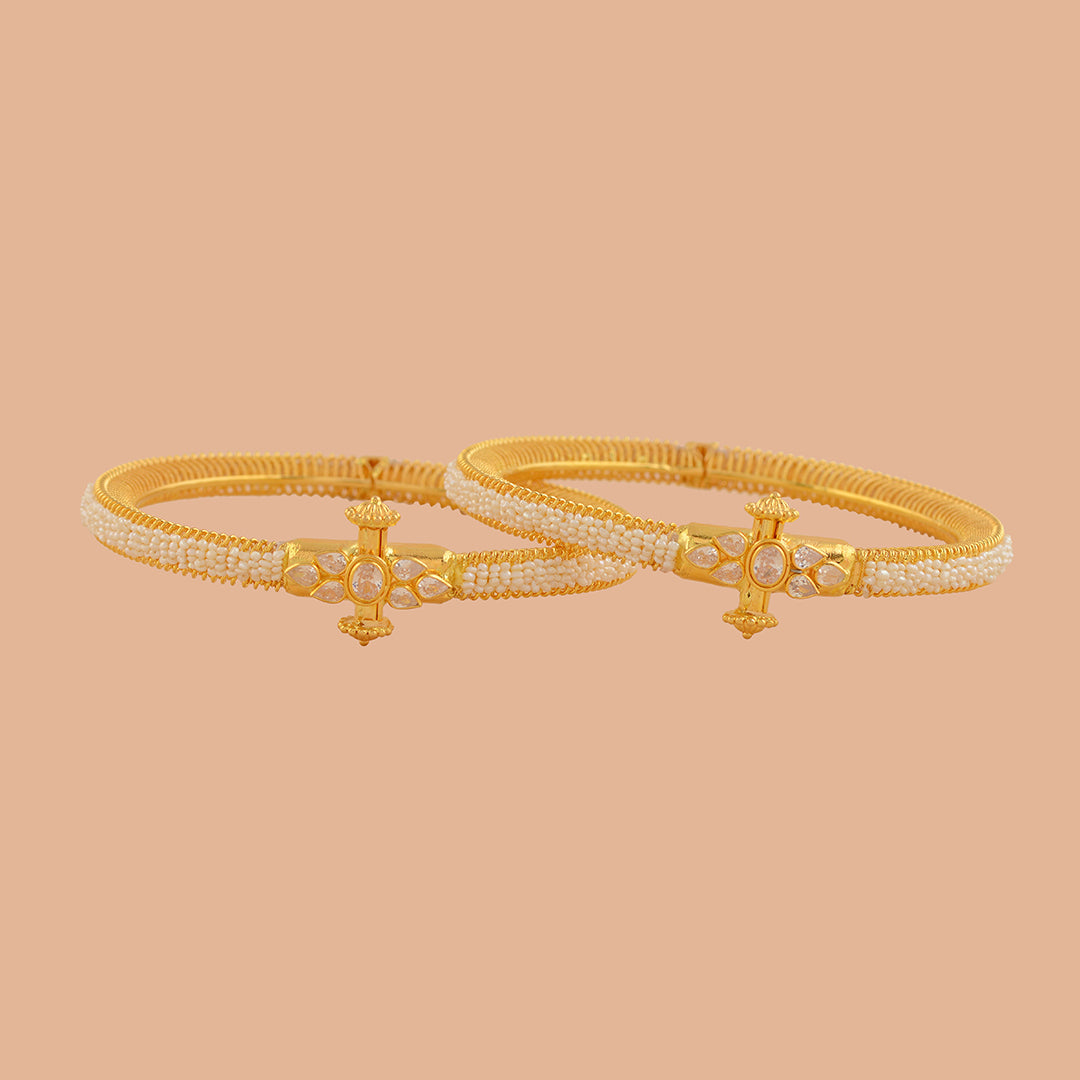 Beautiful Gold Pearl Bangles - Krishna Jewellers Pearls and Gems