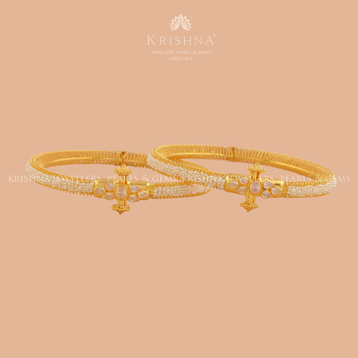 Beautiful Gold Pearl Bangles - Krishna Jewellers Pearls and Gems