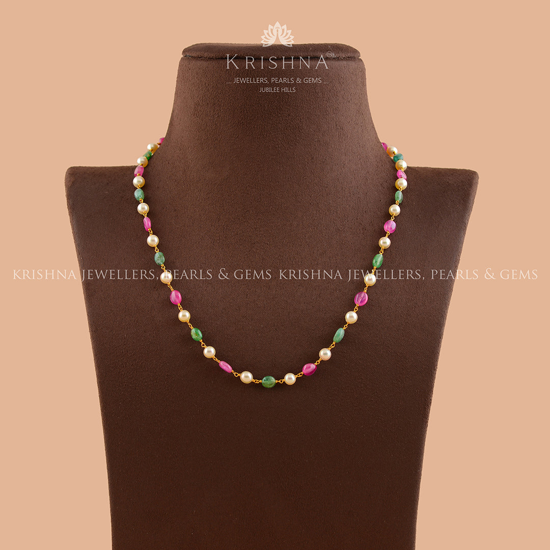 Modestic Gold Pearl Necklace - Krishna Jewellers Pearls and Gems