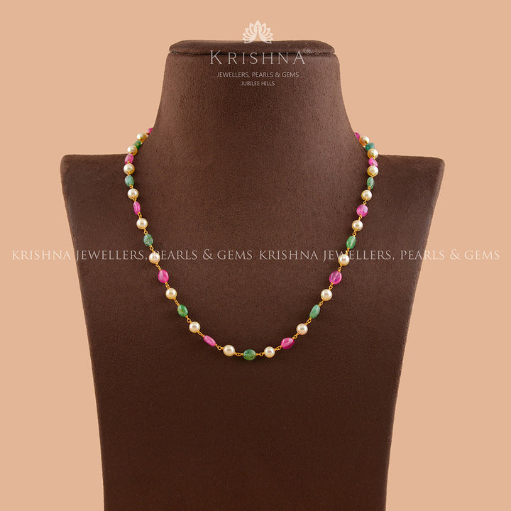 Modestic Gold Pearl Necklace - Krishna Jewellers Pearls and Gems