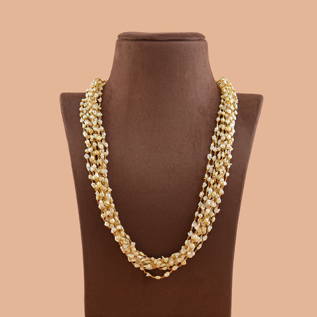 Multifarious Gold Pearl String Chain - Krishna Jewellers Pearls and Gems