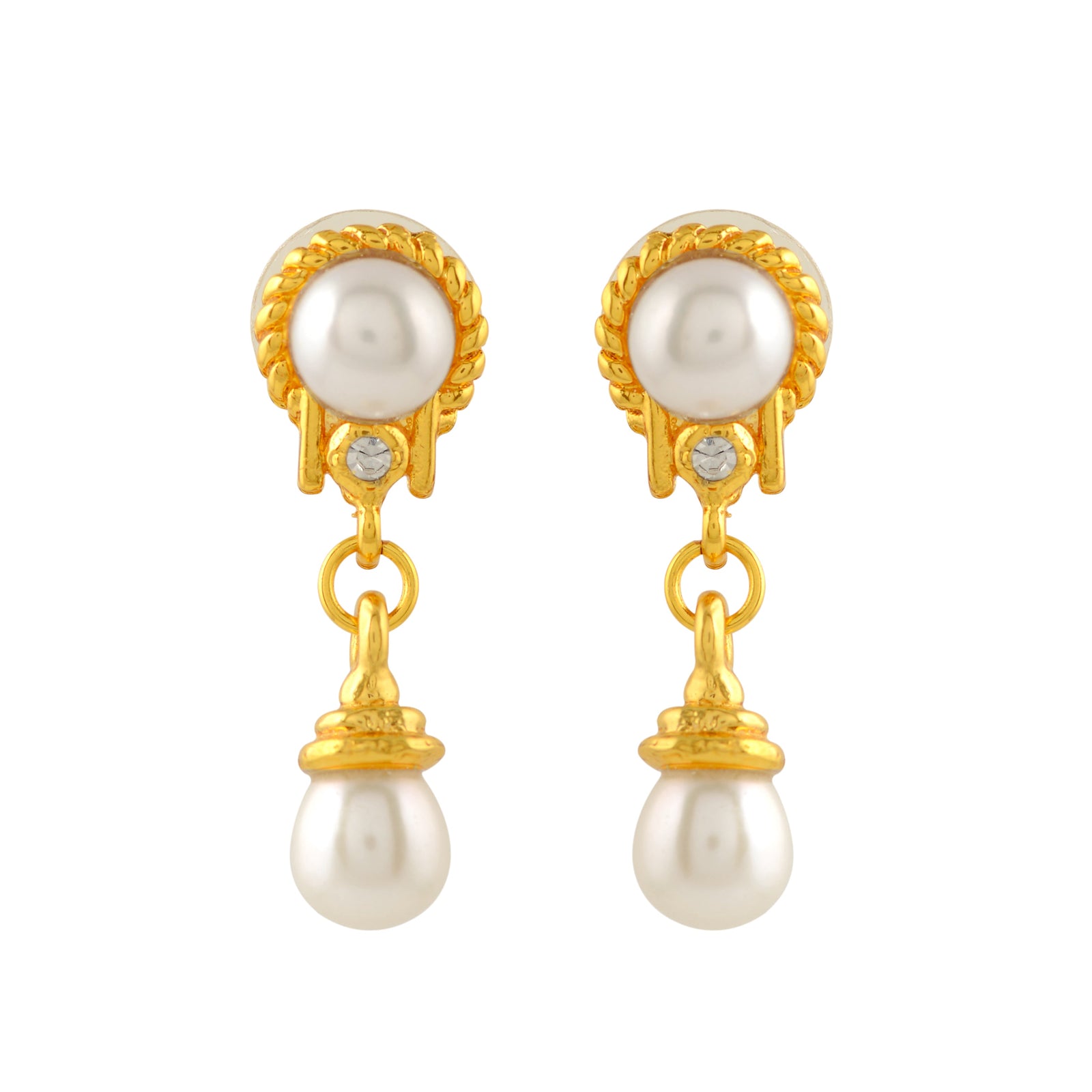 Pearl Drop Earrings with gold finish
