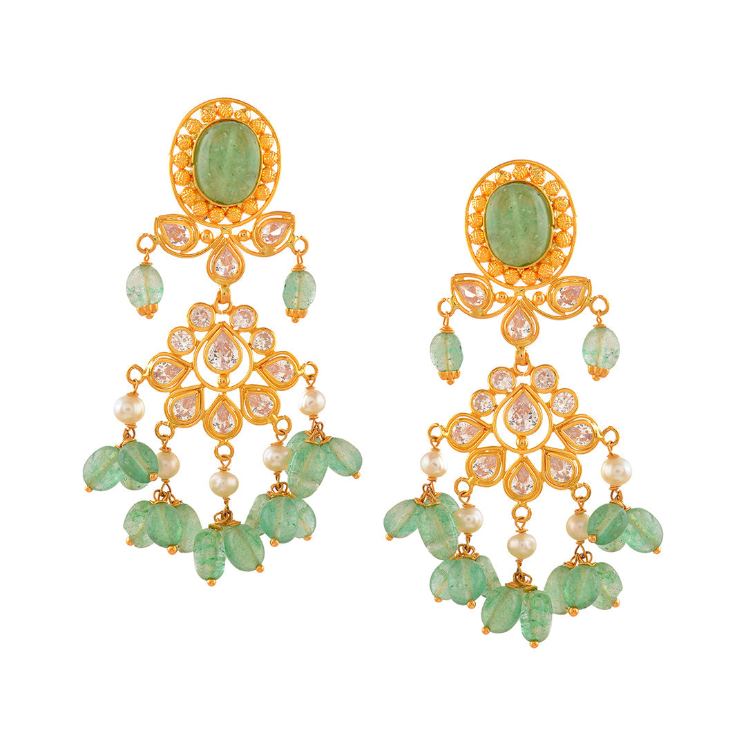 Sundara Gold Hanging Earrings - Krishna Jewellers Pearls and Gems