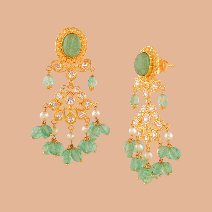 Sundara Gold Hanging Earrings - Krishna Jewellers Pearls and Gems