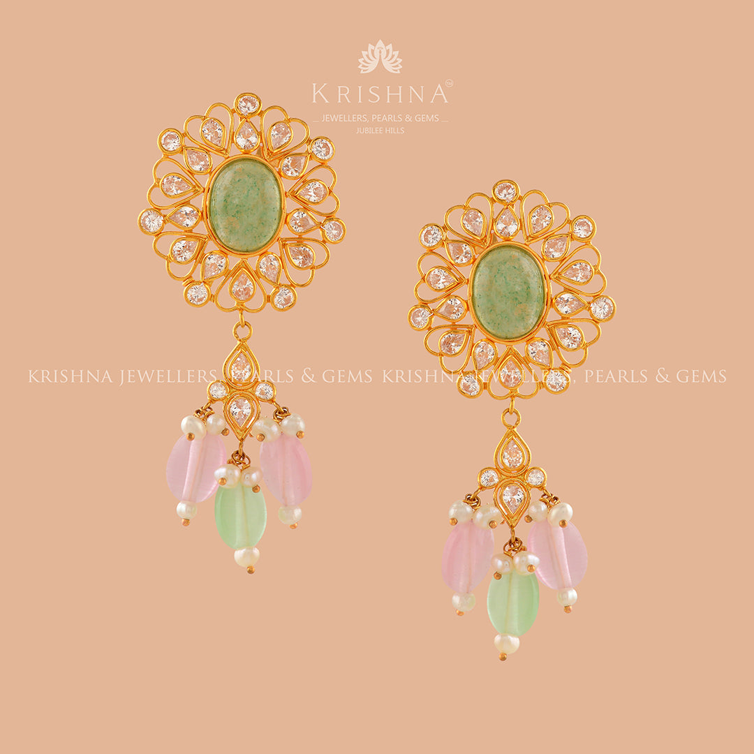 Elegant Gold Long Hanging  Tops - Krishna Jewellers Pearls and Gems