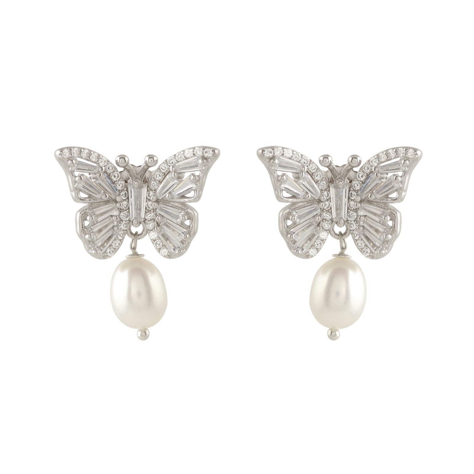Butterfly Motif Pearl Drop earrings