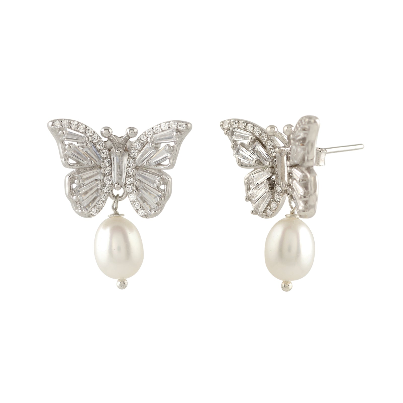 Butterfly Motif Pearl Drop earrings