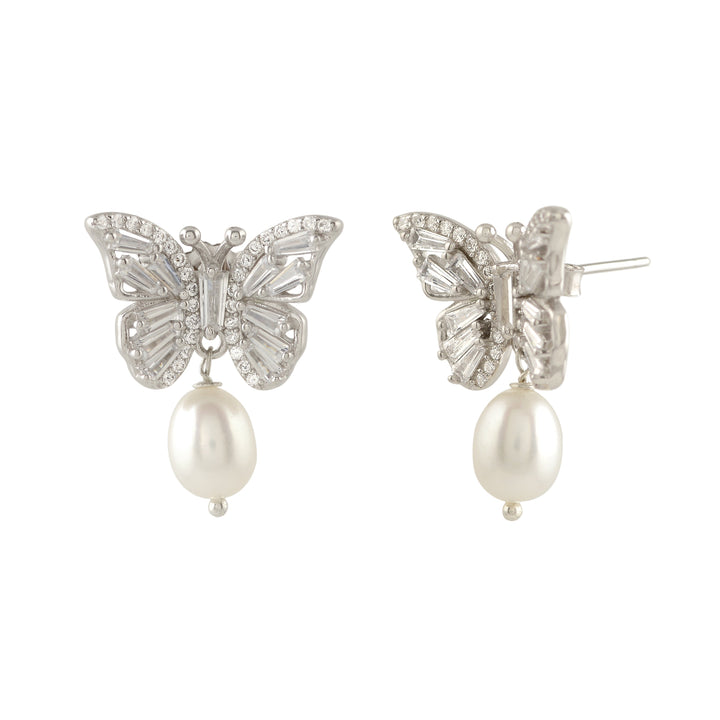 Butterfly Motif Pearl Drop earrings
