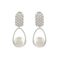 CZ,Silver Hanging Earrings with Freshwater Pearls