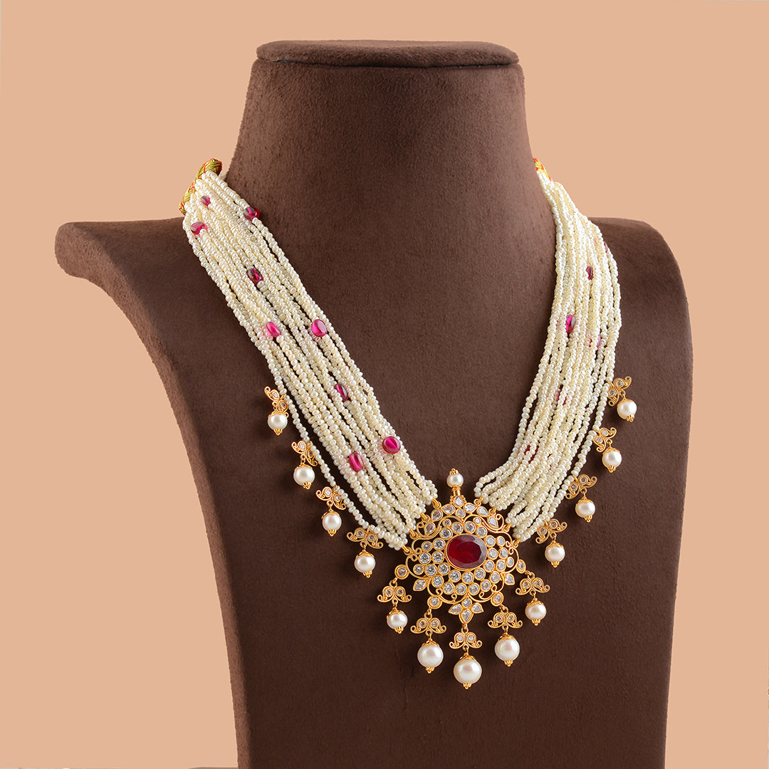 Relishing  Gold Pearl Choker - Krishna Jewellers Pearls and Gems