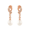 rose gold s-shaped stud with freshwater pearl