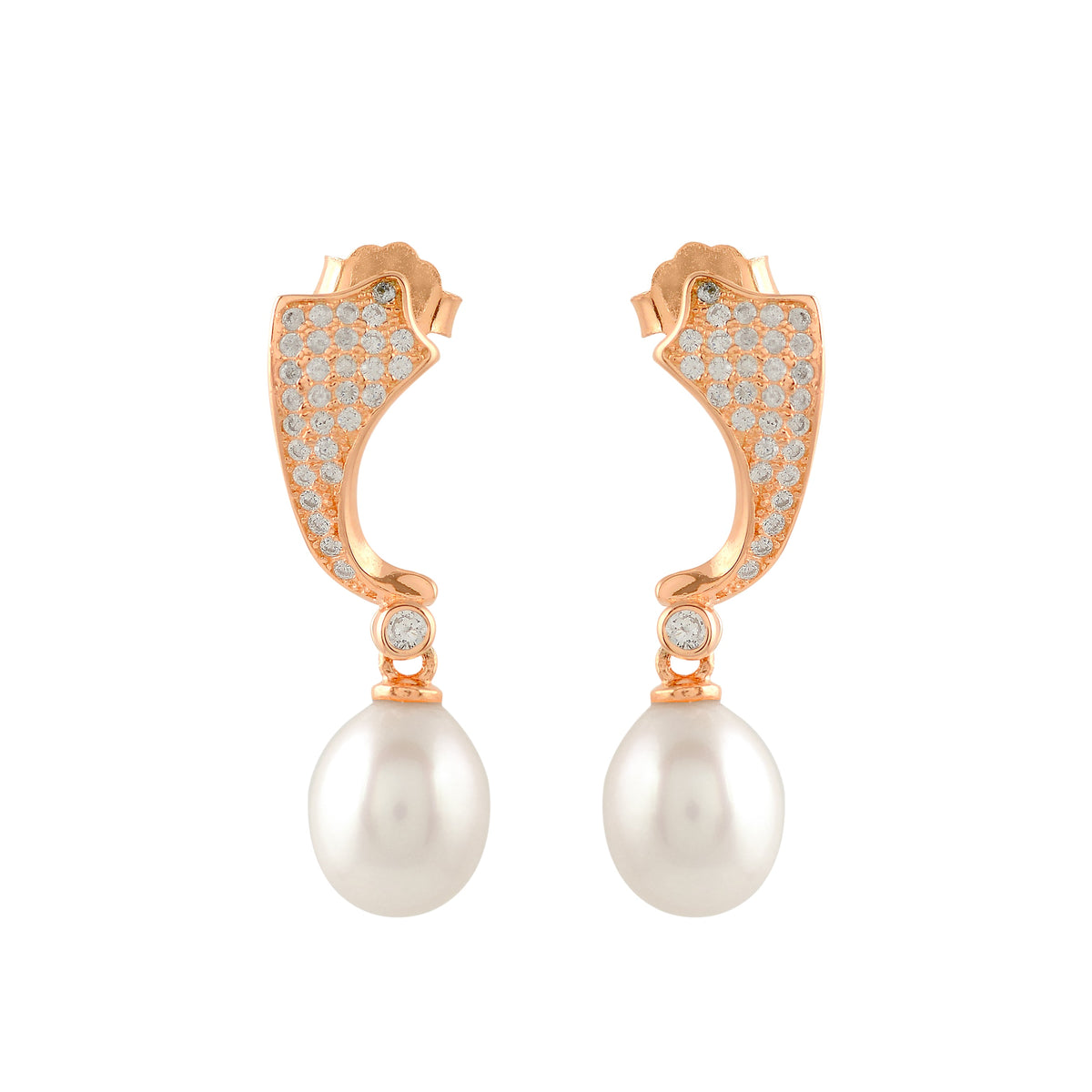 Gold-plated J bali earrings with pearls drop