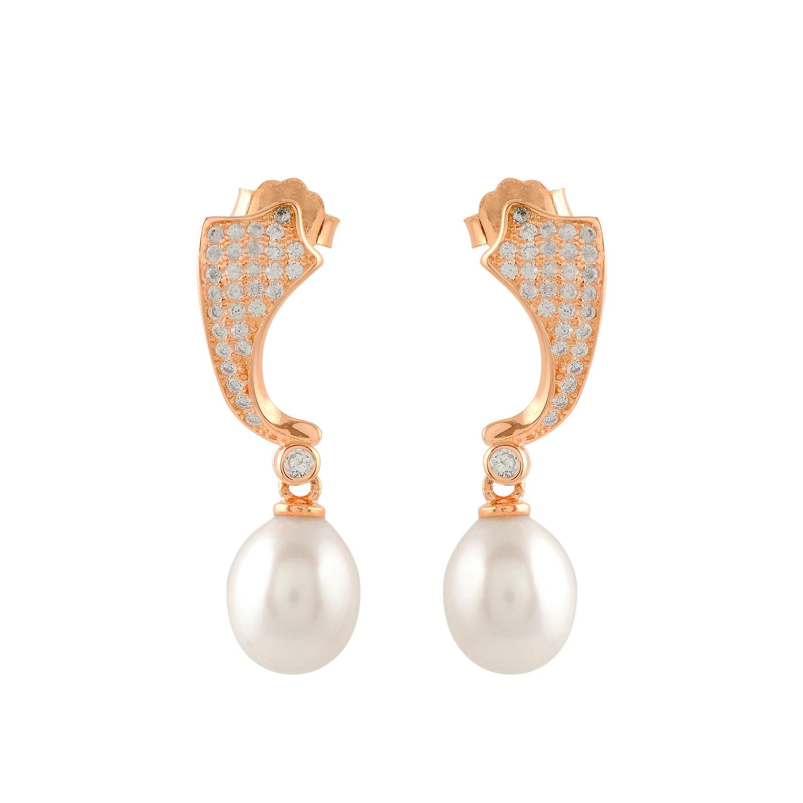 Gold-plated J bali earrings with pearls drop