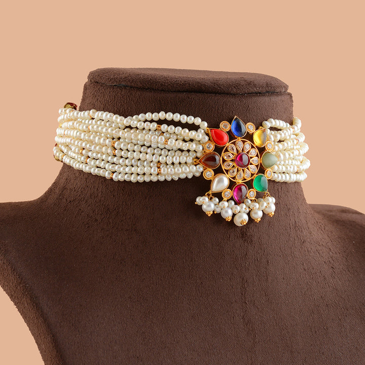 Specious Gold Pearl Choker Necklace - Krishna Jewellers Pearls and Gems