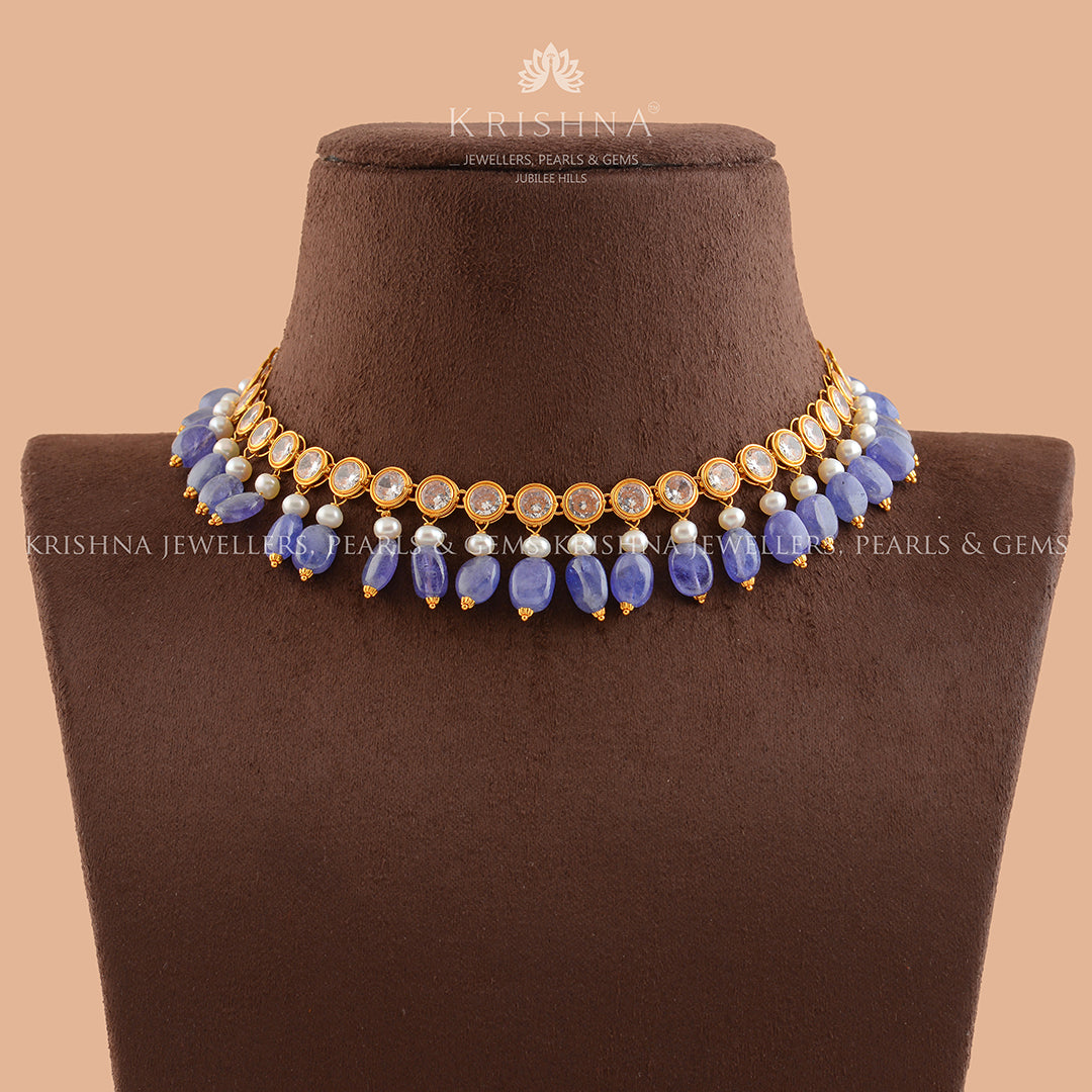 Beauteous Gold Pearl Necklace - Krishna Jewellers Pearls and Gems