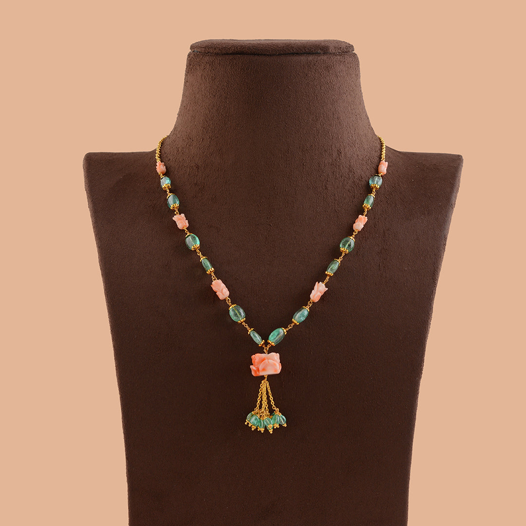 Luxy Multistone Gold Pearl Necklace - Krishna Jewellers Pearls and Gems