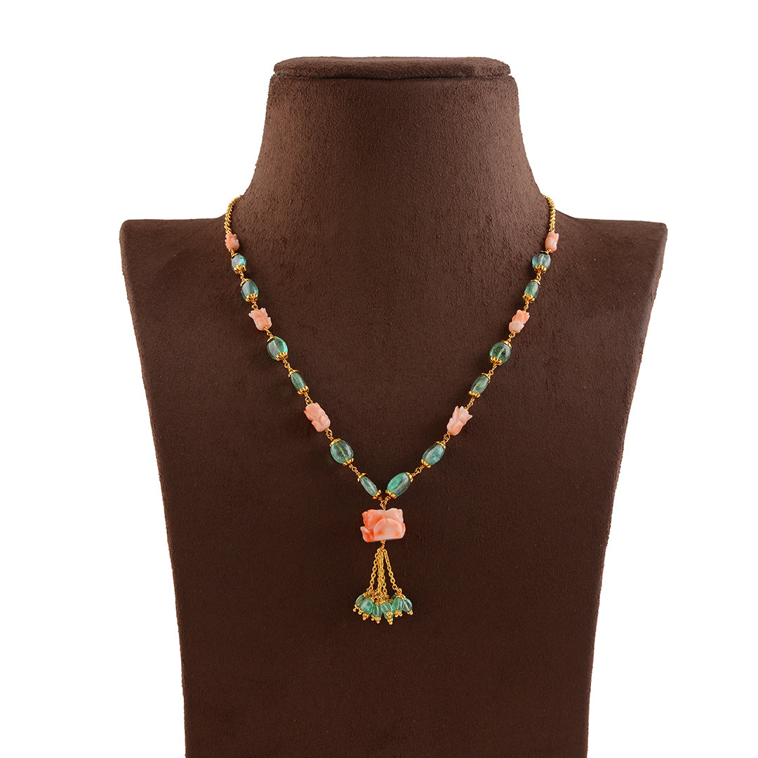 Luxy Multistone Gold Pearl Necklace - Krishna Jewellers Pearls and Gems