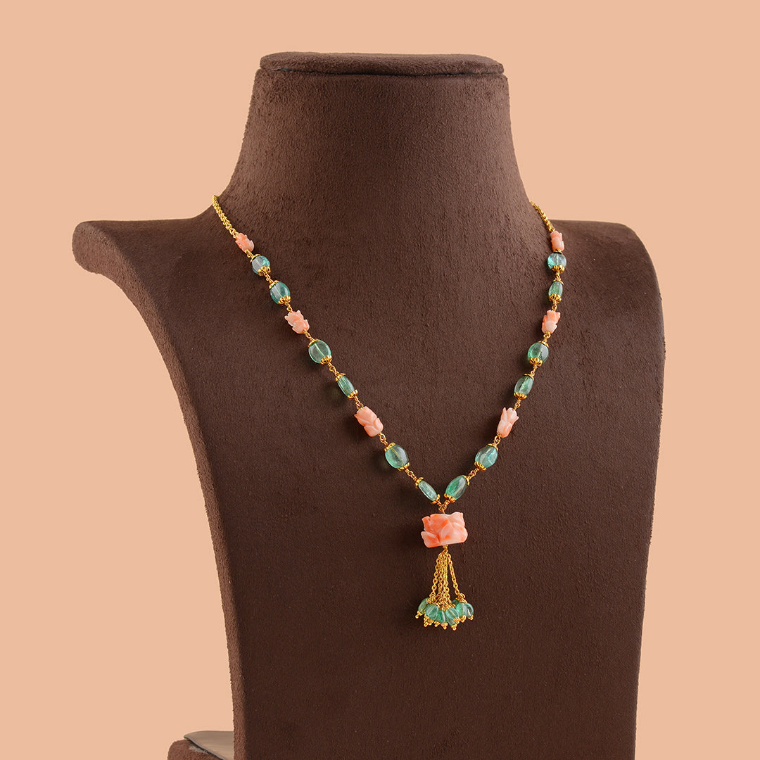 Luxy Multistone Gold Pearl Necklace - Krishna Jewellers Pearls and Gems