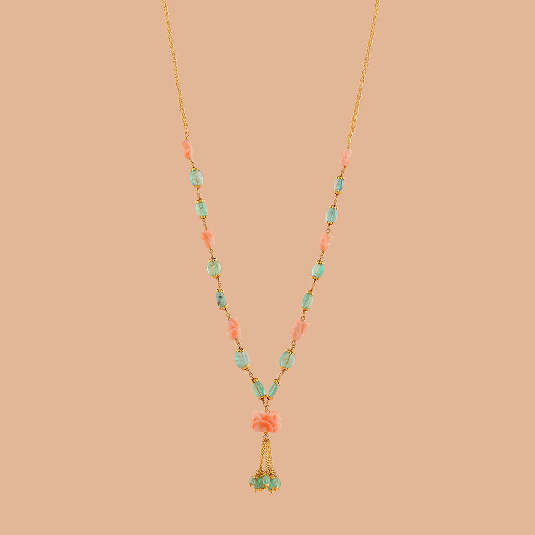 Luxy Multistone Gold Pearl Necklace - Krishna Jewellers Pearls and Gems