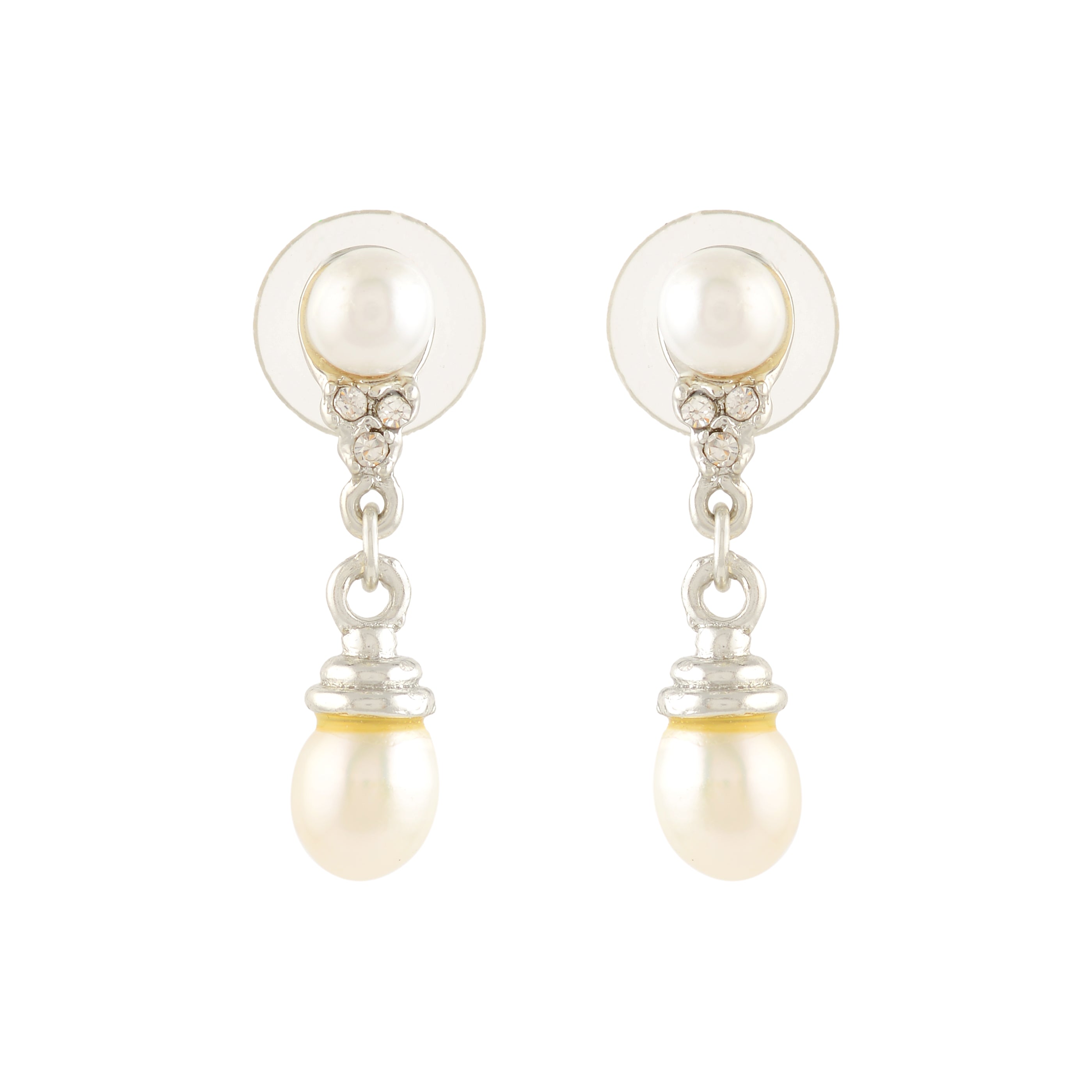 Freshwater Pearl Drop Earrings with Intricate Top