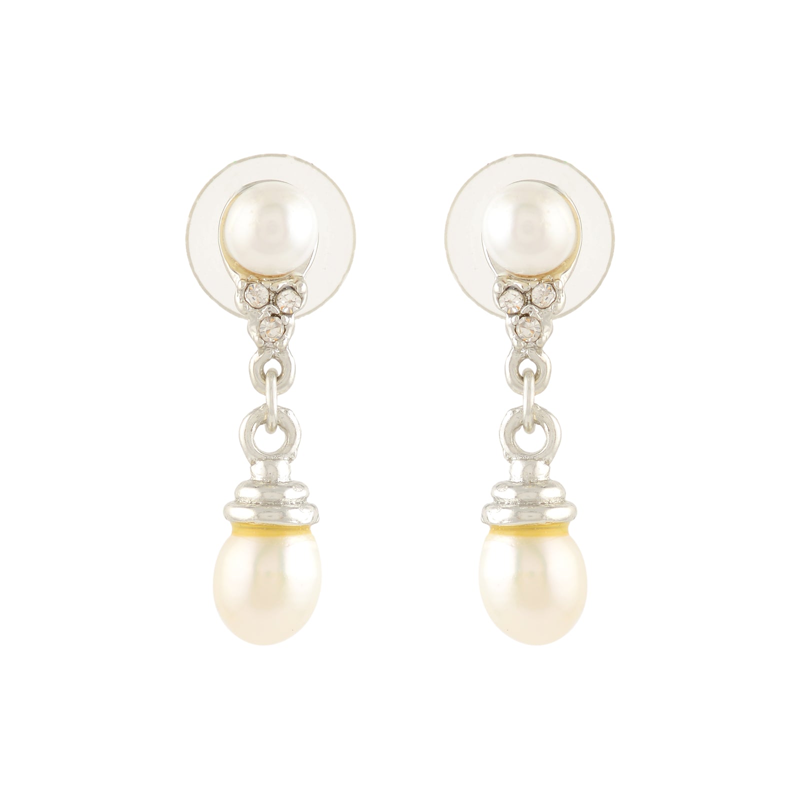 Freshwater Pearl Drop Earrings with Intricate Top