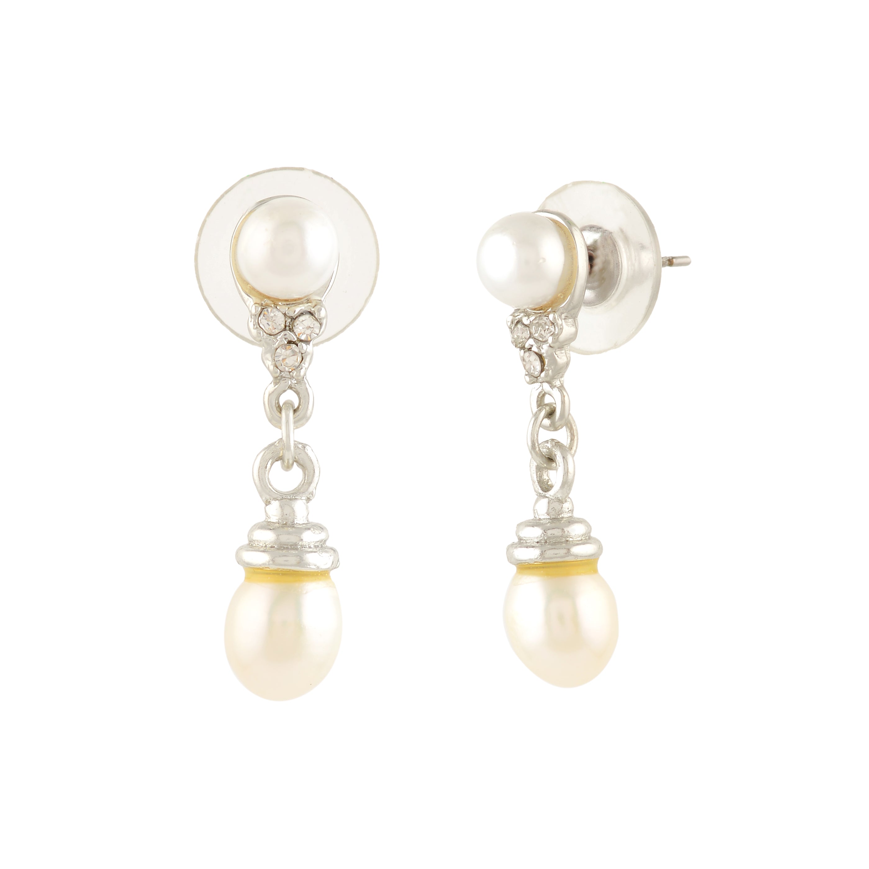 Freshwater Pearl Drop Earrings with Intricate Top
