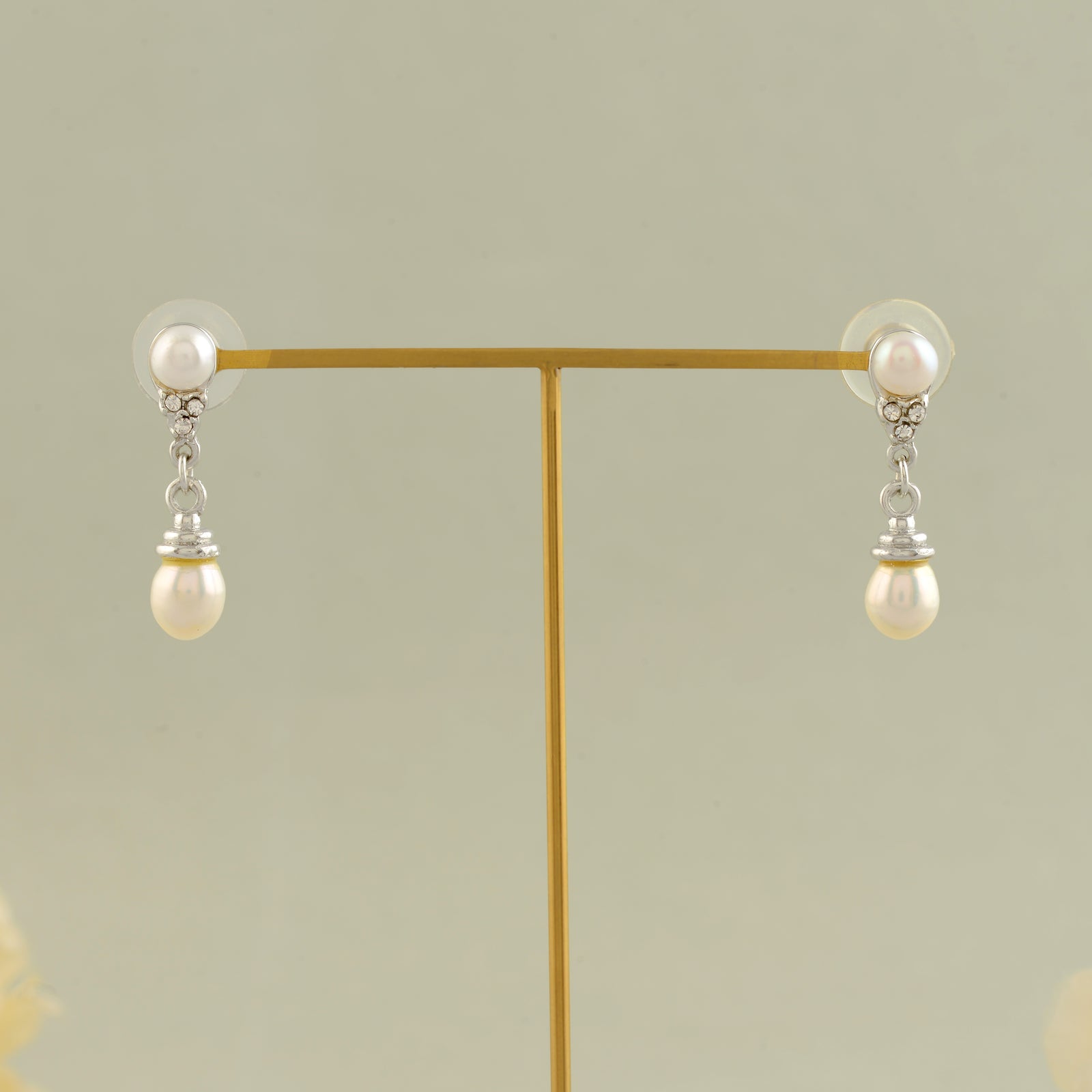 Freshwater Pearl Drop Earrings with Intricate Top
