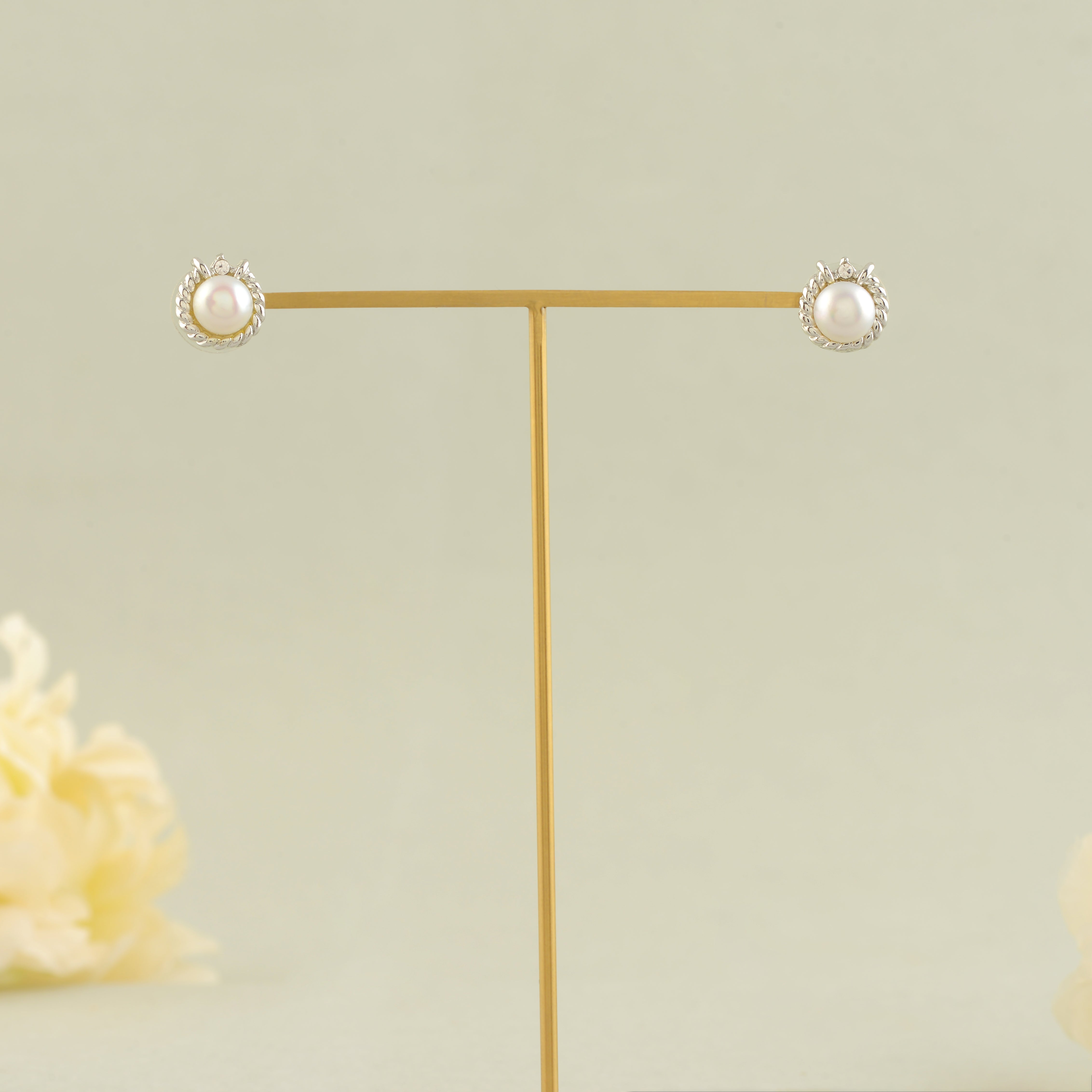 Crown Pearl Studs (Freshwater Pearl Stud Earrings)