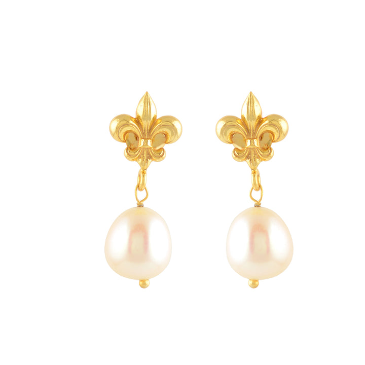 Elara Pearl Drop Earrings (Freshwater Pearl Earrings with Gold Finish)