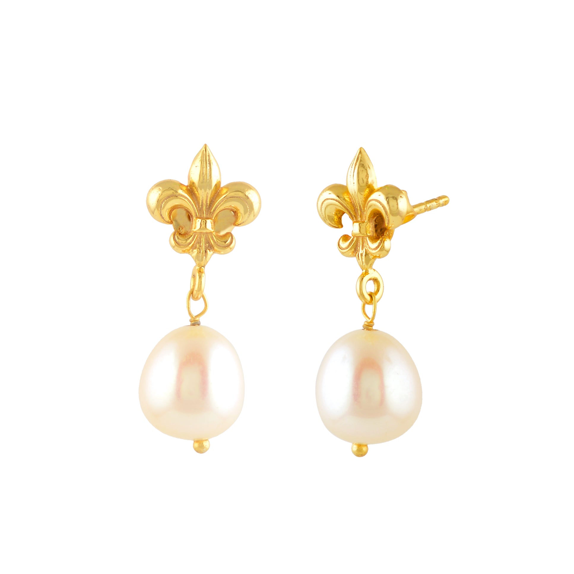 Freshwater Pearl Drop Earrings with Gold Finish – Classic Elegance