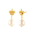 Freshwater Pearl Drop Earrings with Gold Finish – Classic Elegance