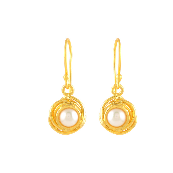 White Pearl Gold Polish Drop Earrings