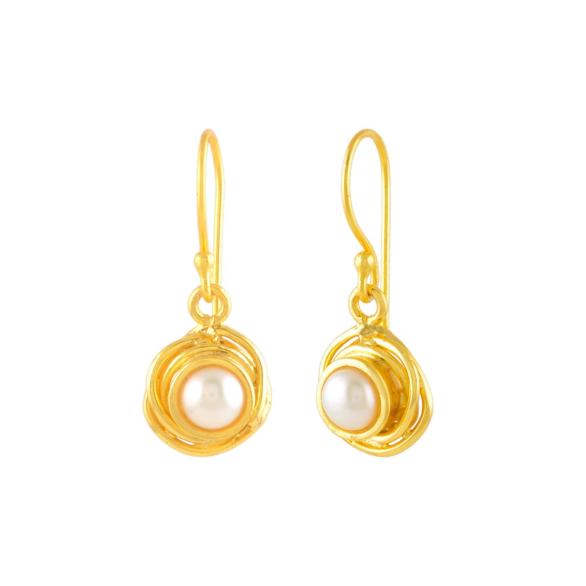 White Pearl Gold Polish Drop Earrings