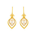 Classic Gold Polish Earrings Featuring Pearls and CZ Stones