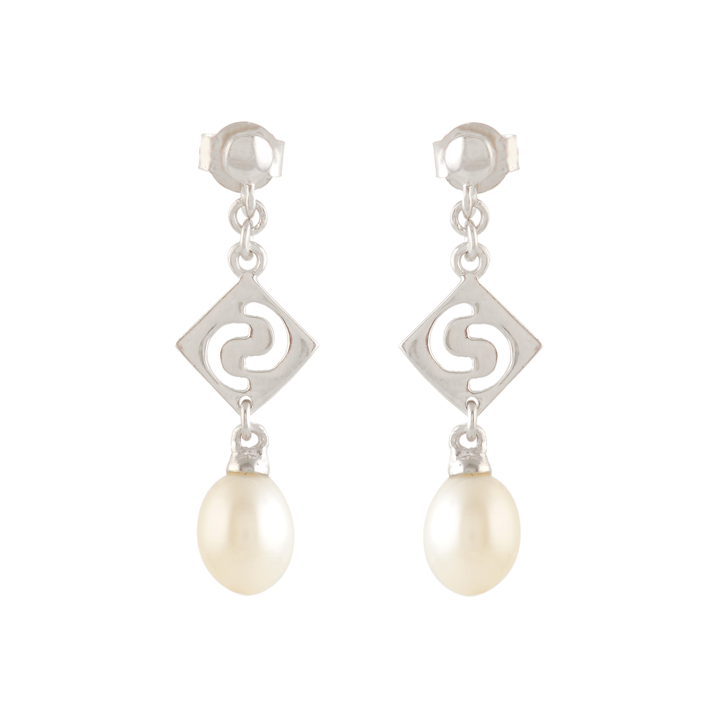 Real Freshwater Pearl & Silver Long Drop Earrings – Professional Wear
