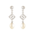 Real Freshwater Pearl & Silver Long Drop Earrings – Professional Wear