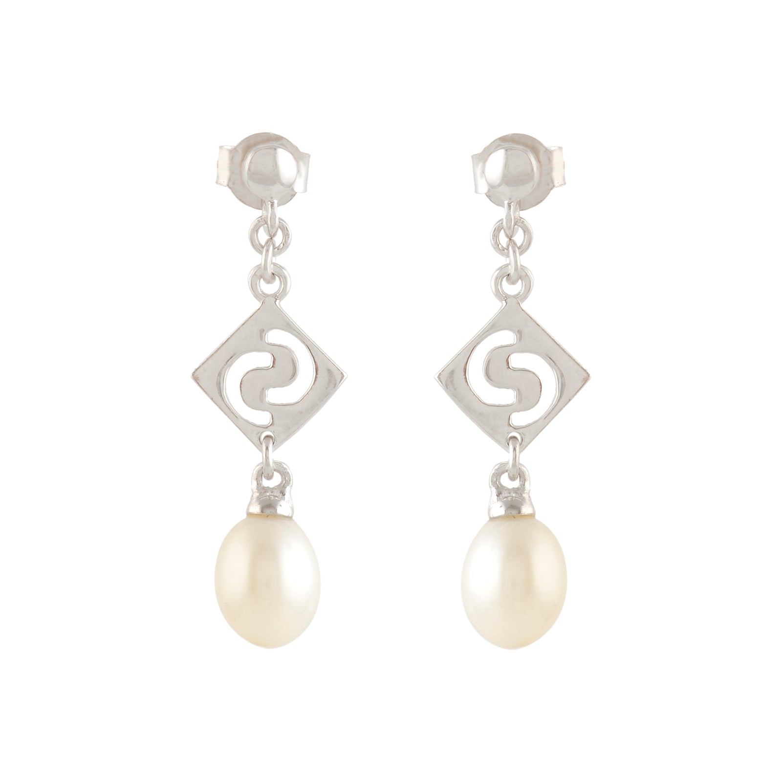 Real Freshwater Pearl & Silver Long Drop Earrings – Professional Wear