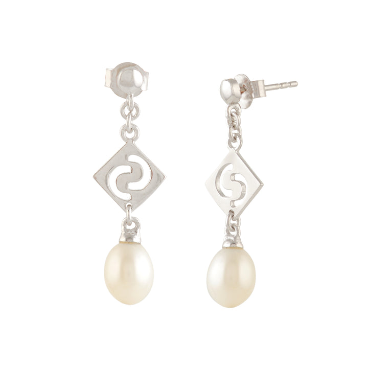 Real Freshwater Pearl & Silver Long Drop Earrings – Professional Wear