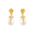 Elegant Gold-Toned Earrings with Pearls & CZ Stones for Everyday Use