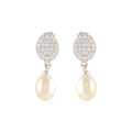 Elegant White Freshwater Pearl & Silver Shini Earrings