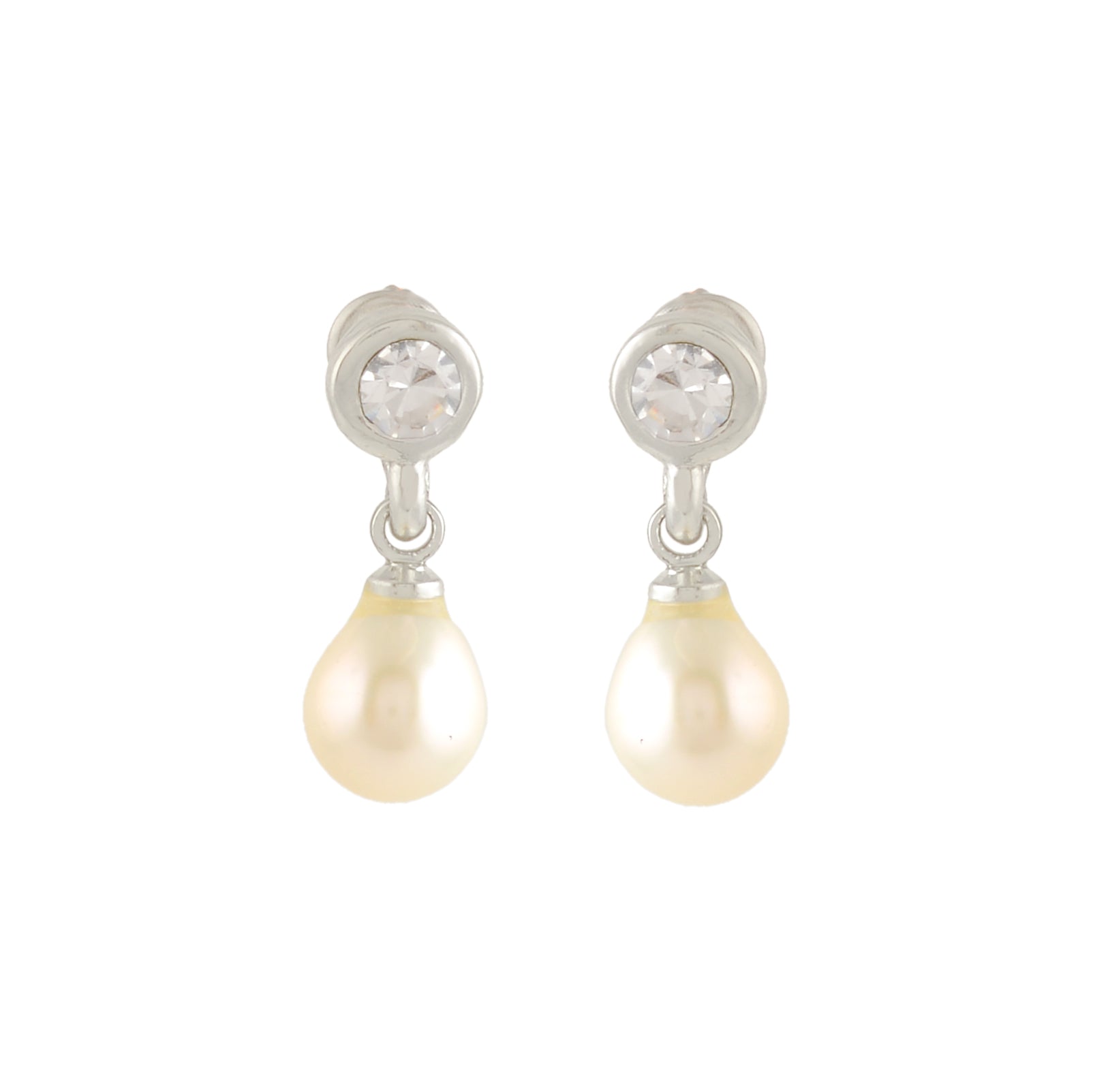 Sparkling Shini Pearl & Stone Silver Danglers