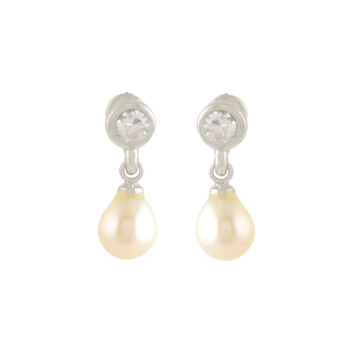 Sparkling Shini Pearl & Stone Silver Danglers
