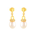 White Freshwater Pearl & Stone Drop Earrings